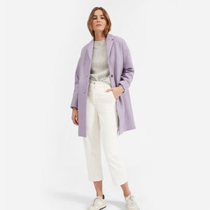 Everlane cocoon coat in heather lavender